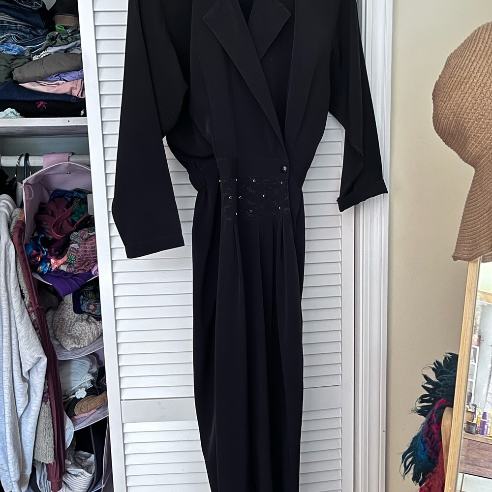 Vintage Rio black, studded jumpsuit with wide legs. Size Small VGUC